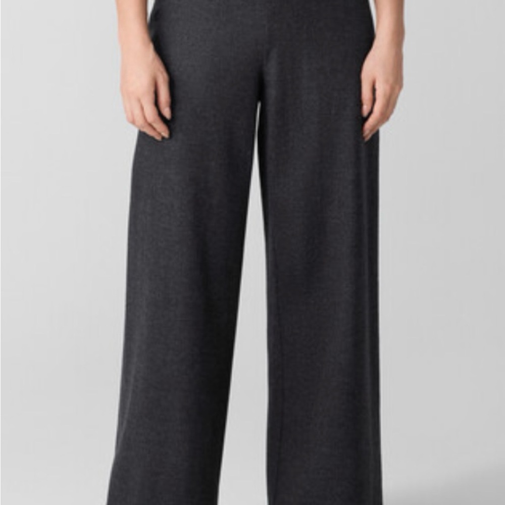 Eileen Fisher Charcoal Gray Wide-Leg Pants NWT Petite Large merino wool